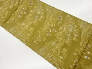 リサイクル　江戸時代街並み風景模様織出し袋帯